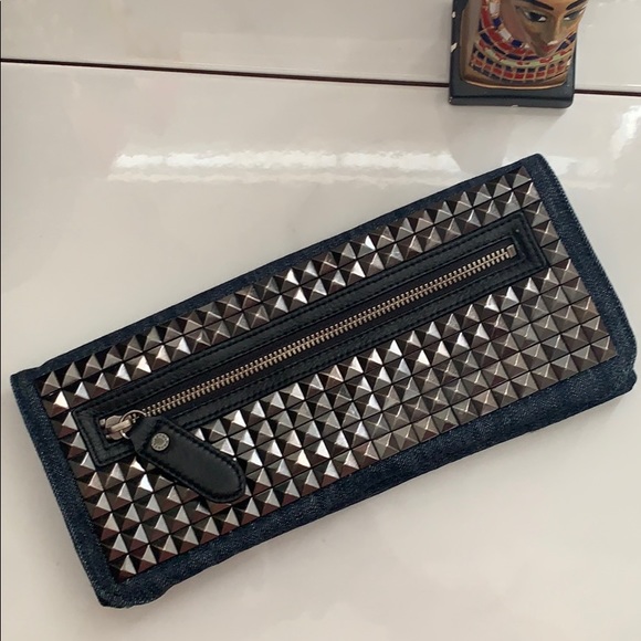 BCBGMaxAzria Handbags - Sale Bcbg Max Azria Denim Studded Clutch Handbag